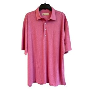 DONALD ROSS, MENS POLO SHIRT IN HEATHERED PINK. 4 BUTTON, SHORT SLEEVE. SIZE XL